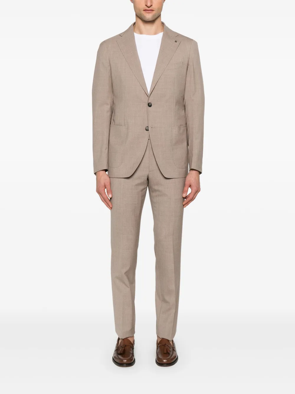 Tagliatore mélange-effect suit - Bruin