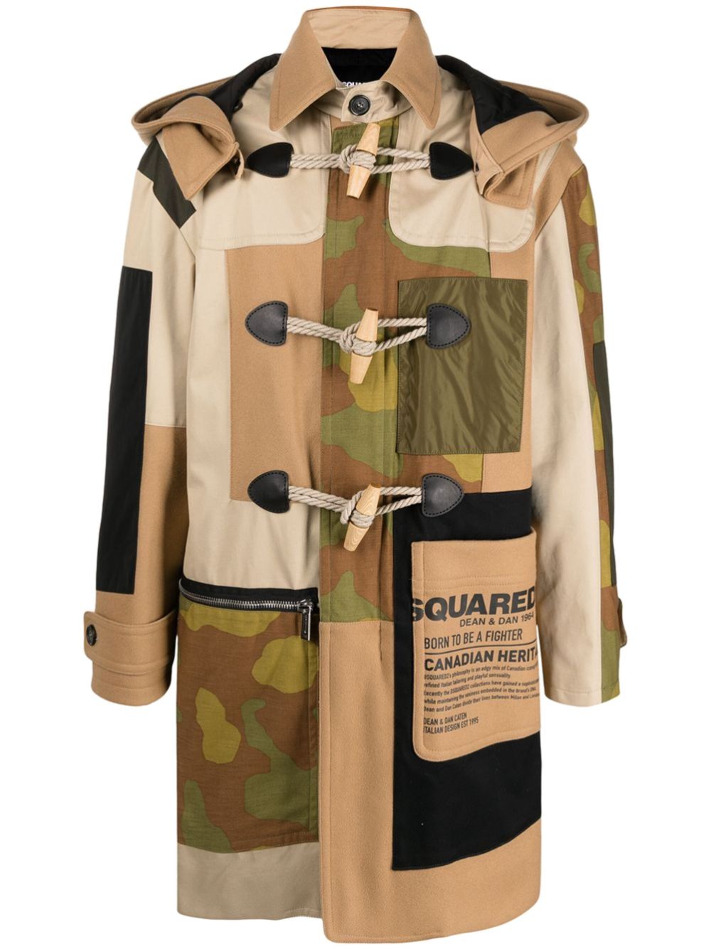 DSQUARED2 patchwork duffle coat - Neutrals