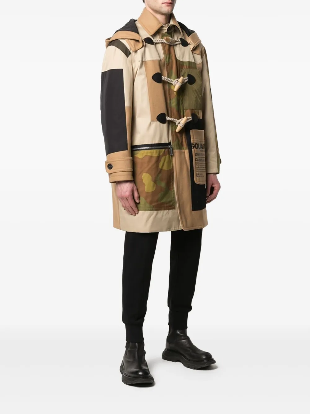 DSQUARED2 patchwork duffle coat - Beige