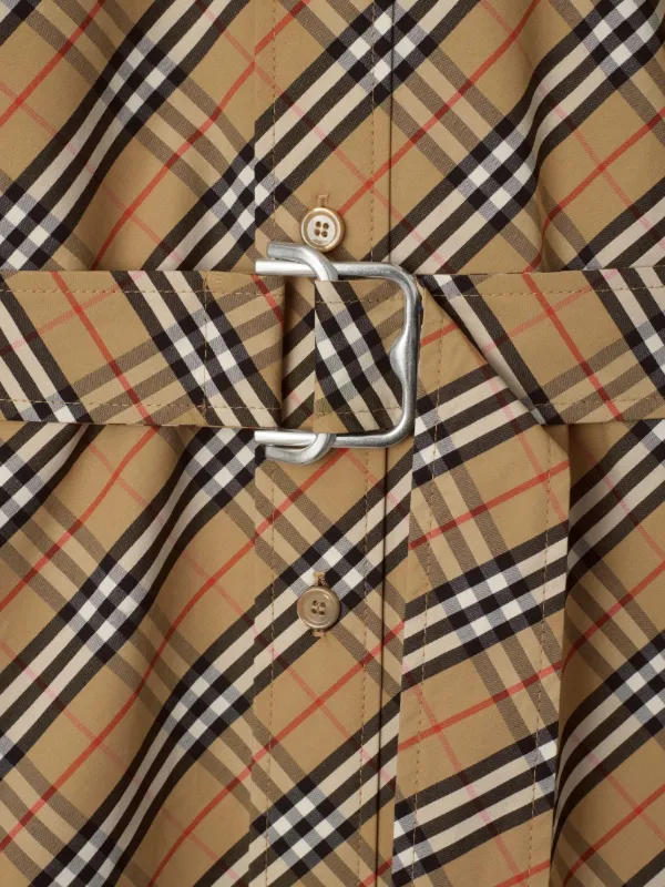 Burberry Checked Cotton Dress | Neutrals | FARFETCH