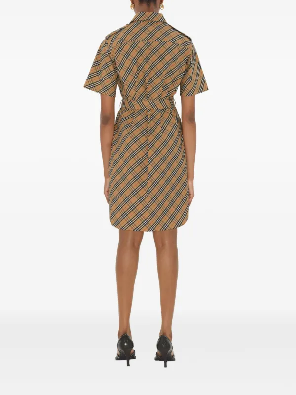 Burberry Checked Cotton Dress | Neutrals | FARFETCH