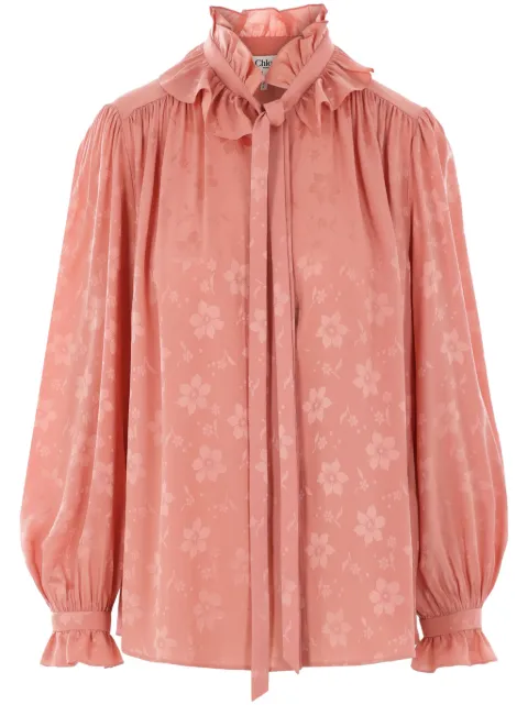Chloé camisa con motivo floral en jacquard
