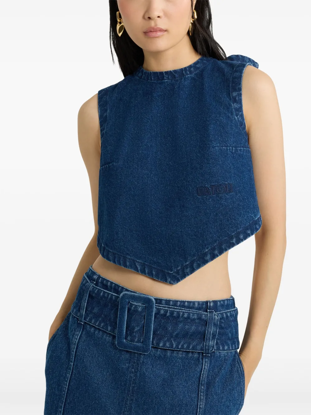 Patou Denim top met sjaal - Blauw