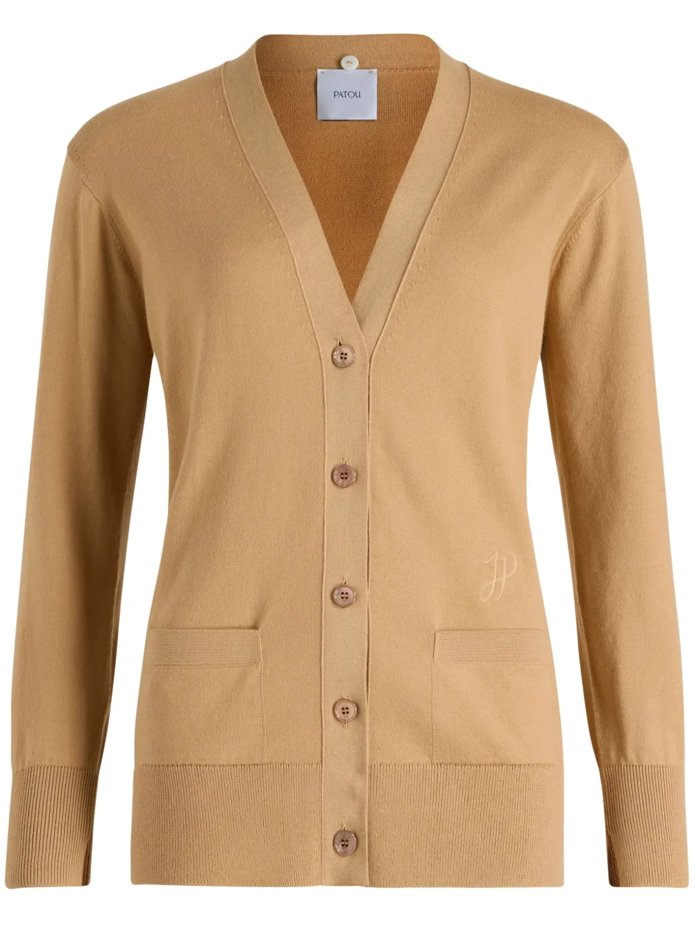 Patou Trompe L'oeil Cotton Cardigan In Neutrals
