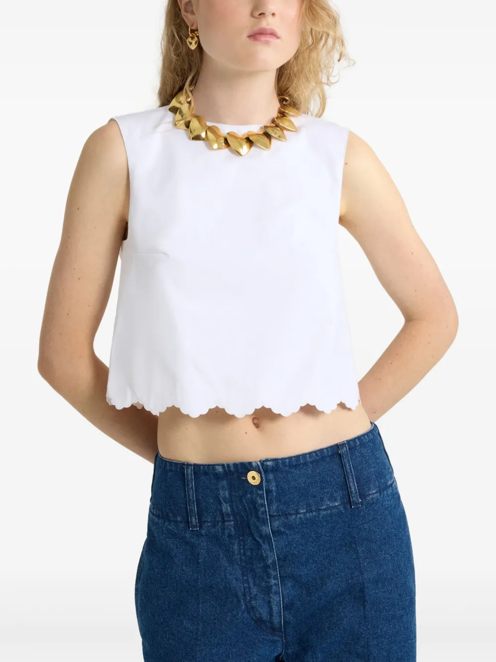 Shop Patou Poplin Crop Top In White