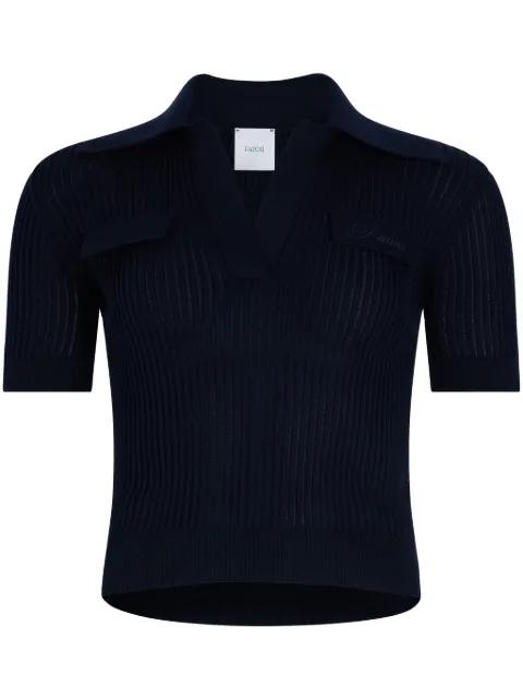Patou ribbed knit polo top