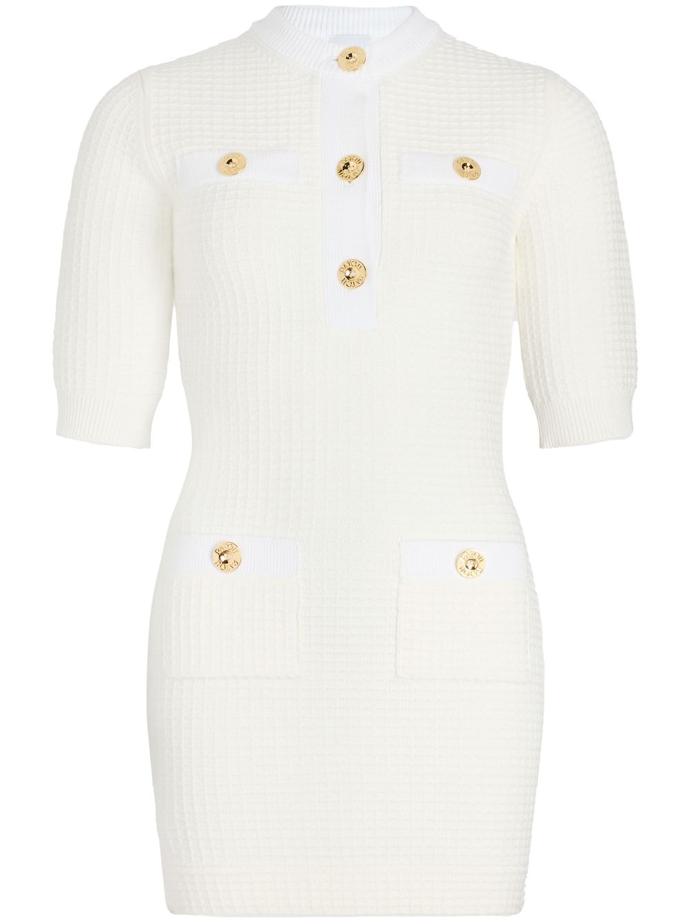 Patou waffle-knit cotton mini dress - White