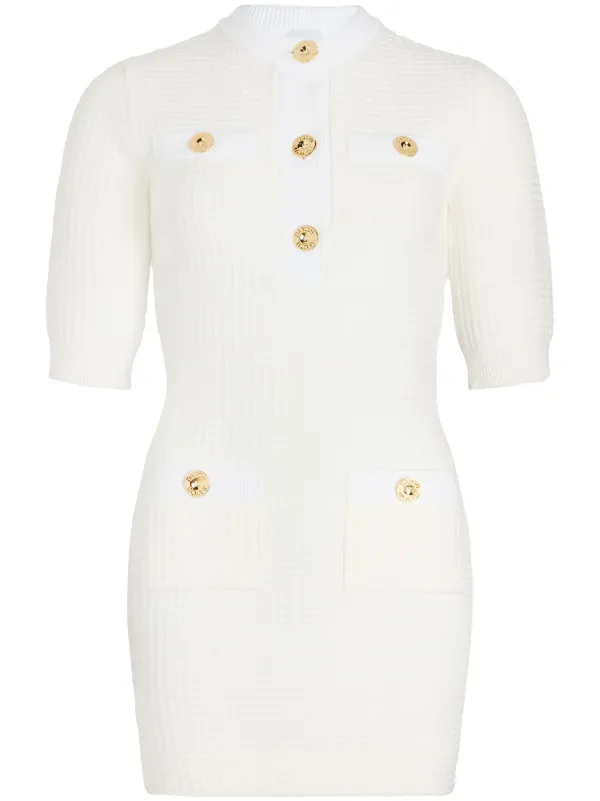 Patou - Waffle knit mini dress in cotton - Ivory - Cream