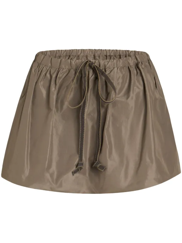 Patou Puffy Faille Mini Skirt in Brown