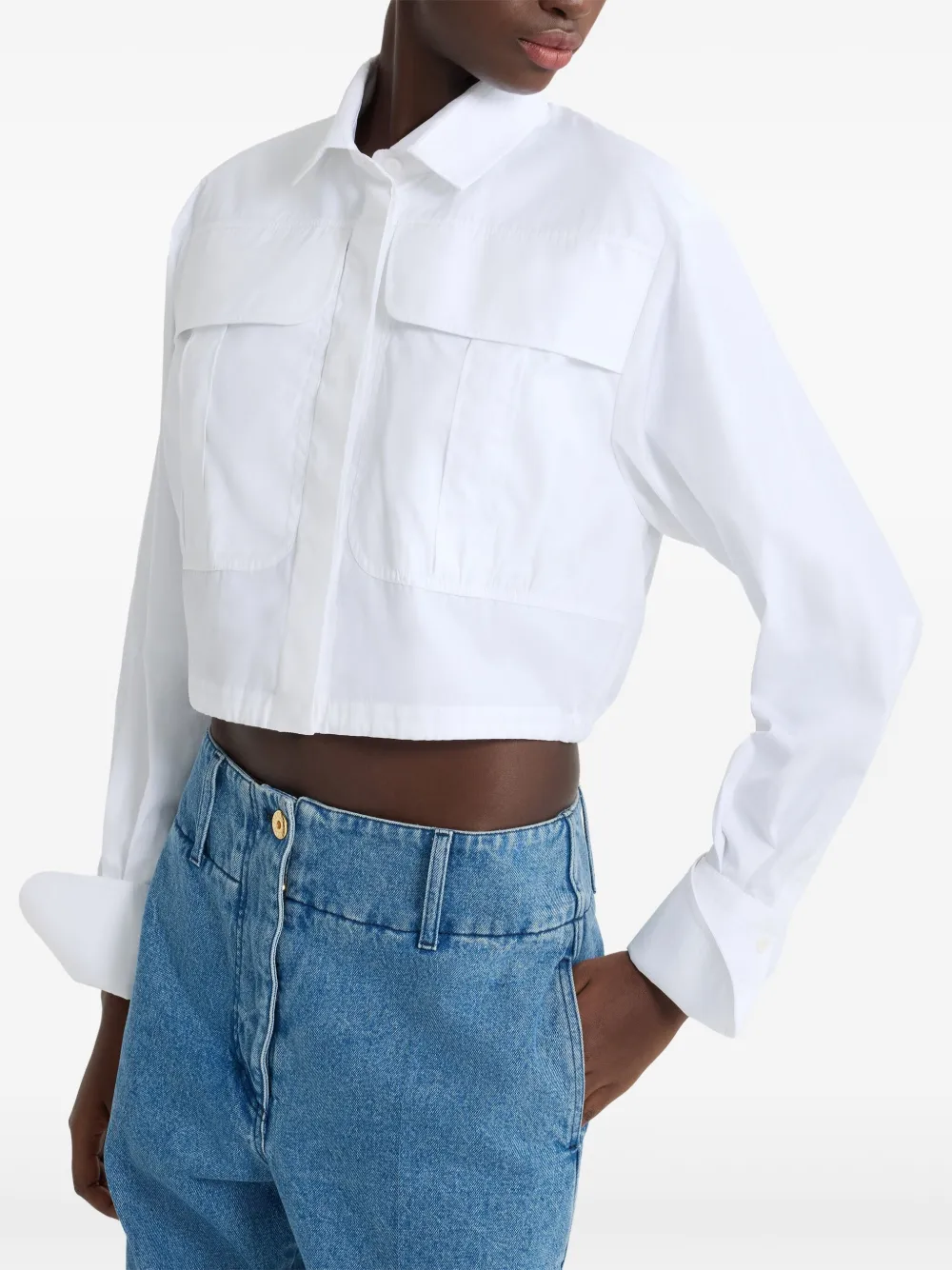Patou Cropped popeline blouse Wit