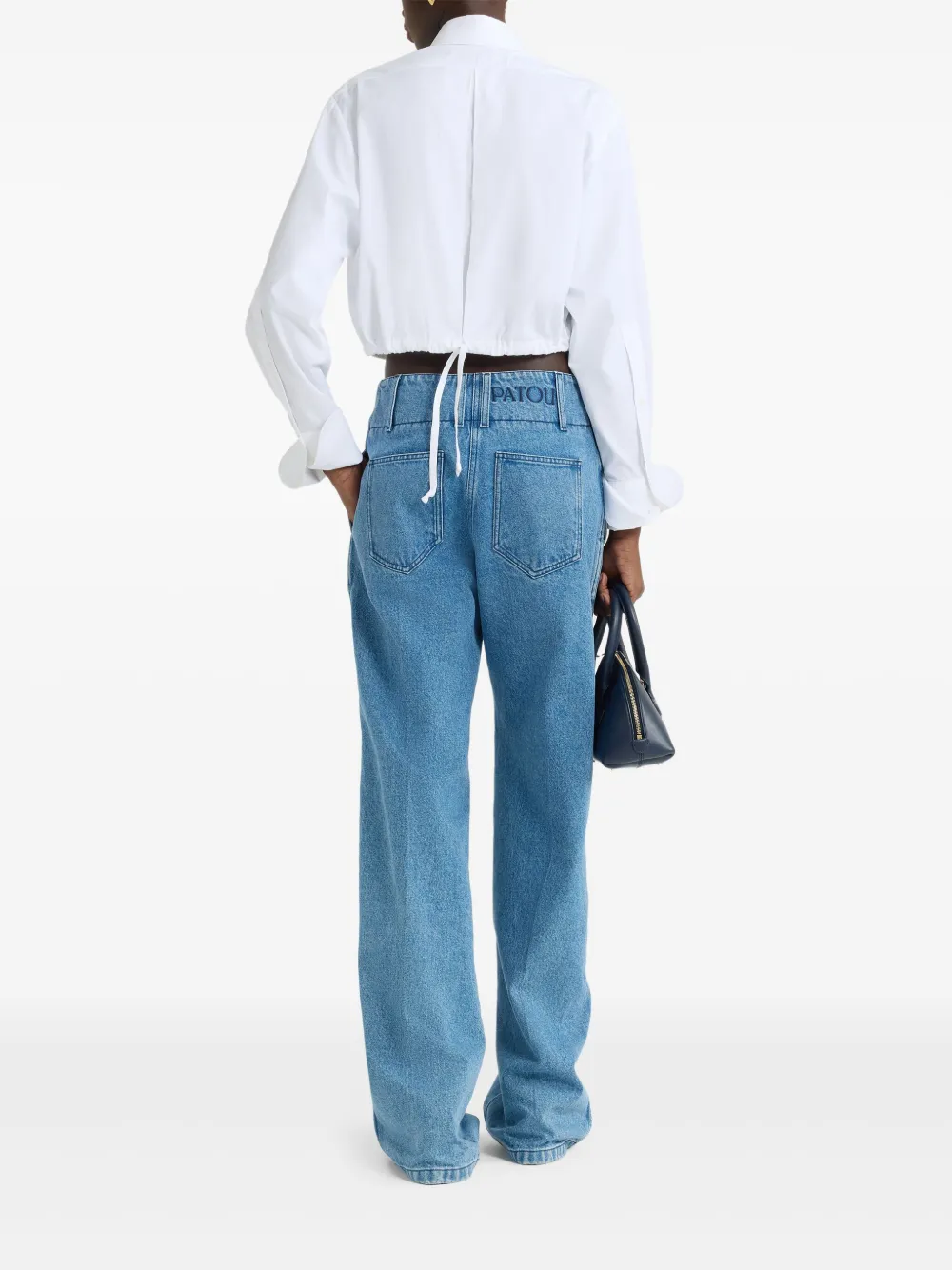 Patou Cropped popeline blouse Wit