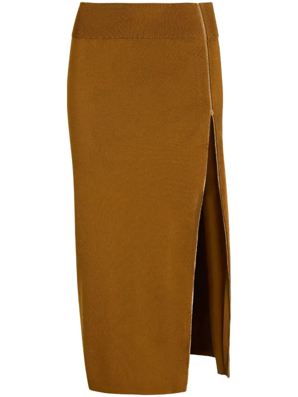 スカート PATOU Women Skirts SK0690189 115B Brown Patou organic-cotton Gabardine Midi Skirt | Brown | FARFETCH