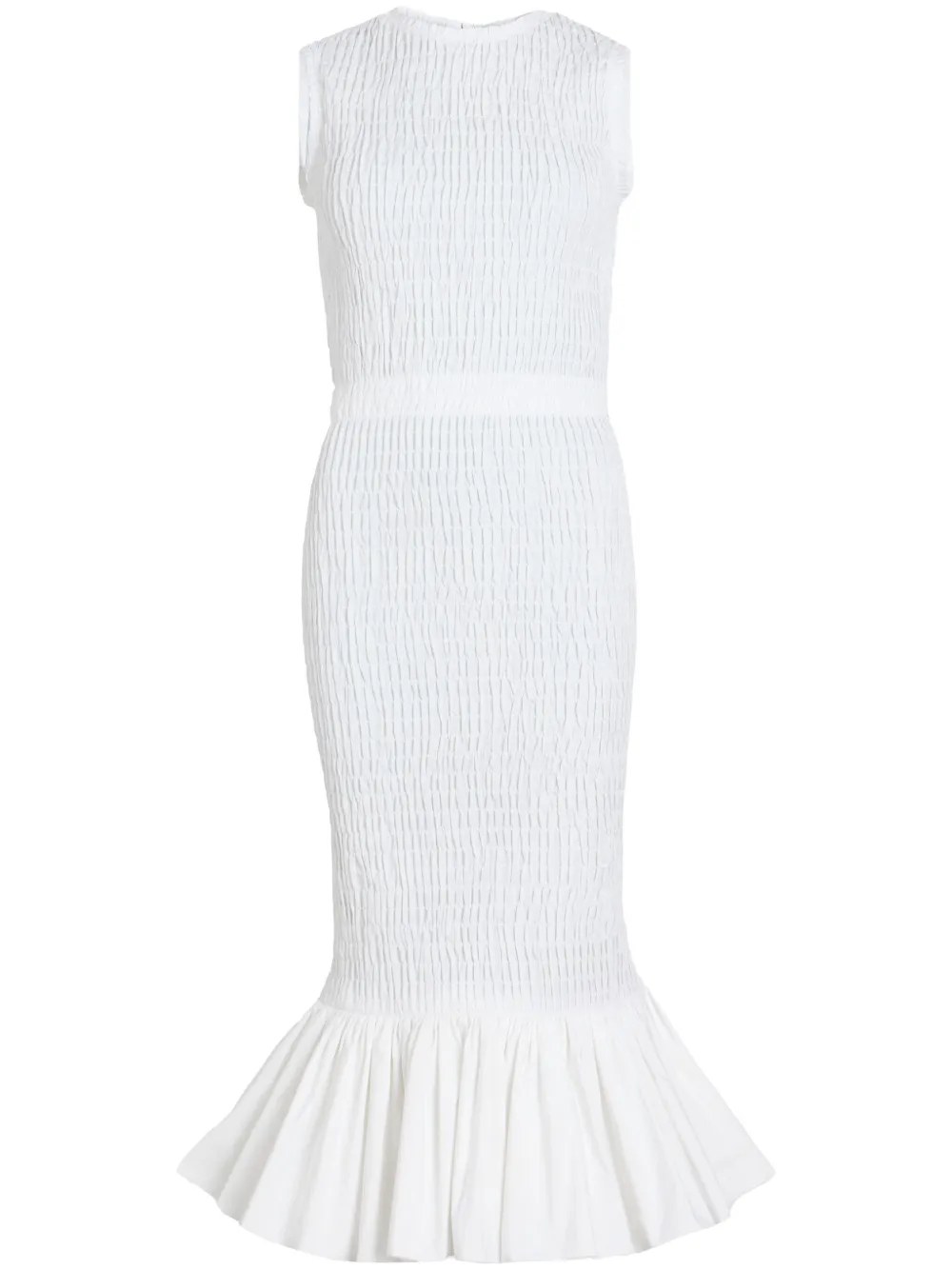 smocked midi dress
