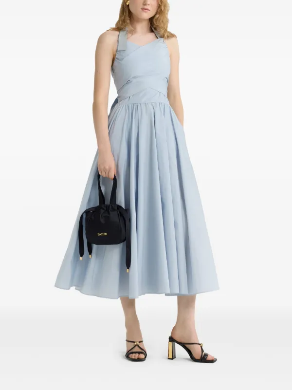 Patou Halterneck Faille Maxi Dress | Blue | FARFETCH