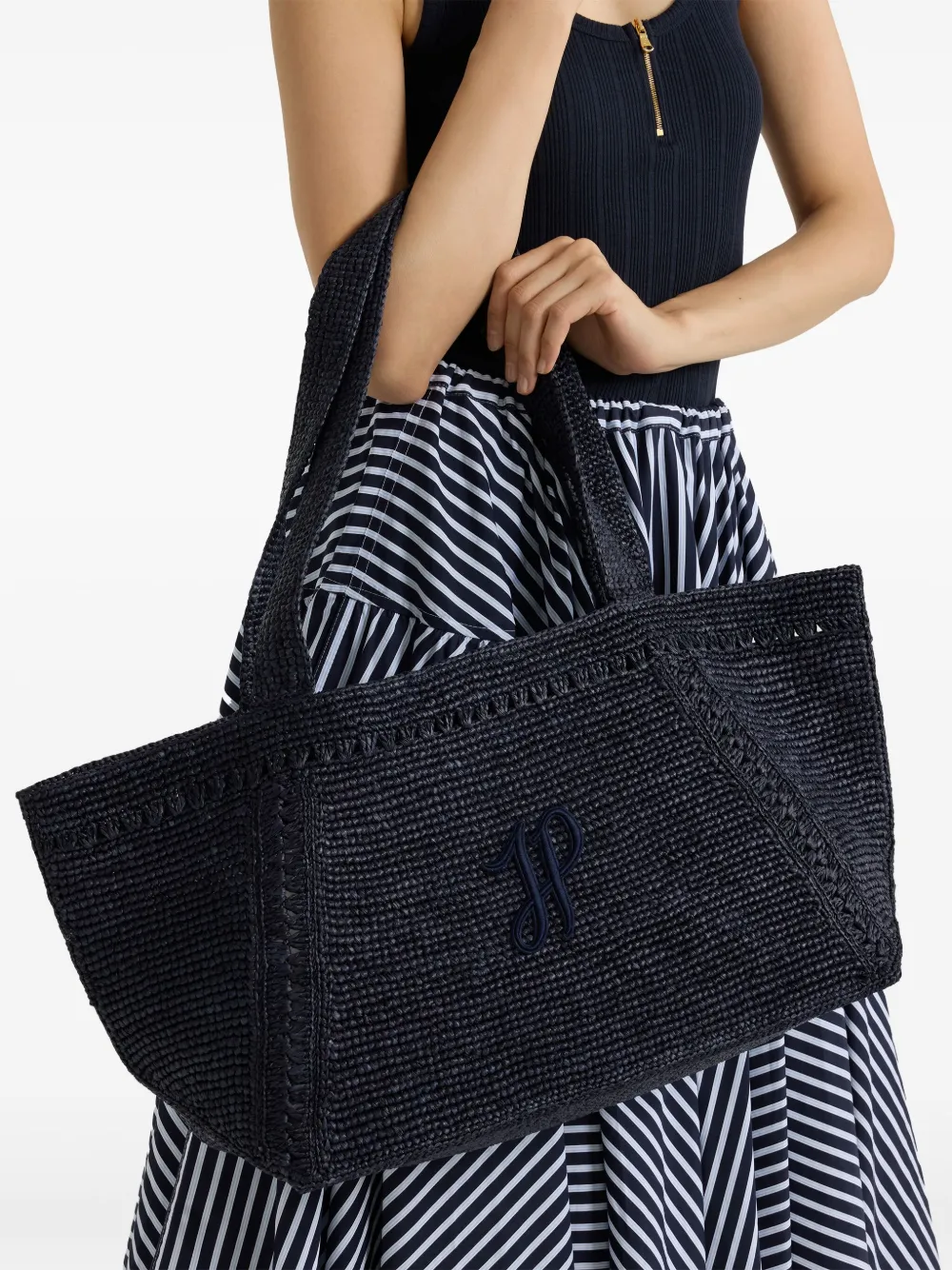 Patou JP grote trapeze shopper met monogram - Blauw