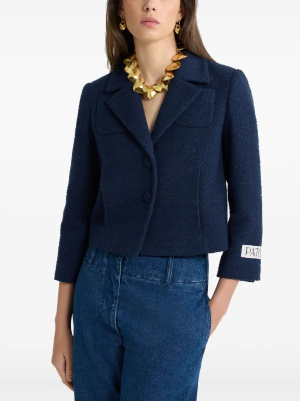 Patou ツイード クロップド ジャケット | ブルー | FARFETCH JP
