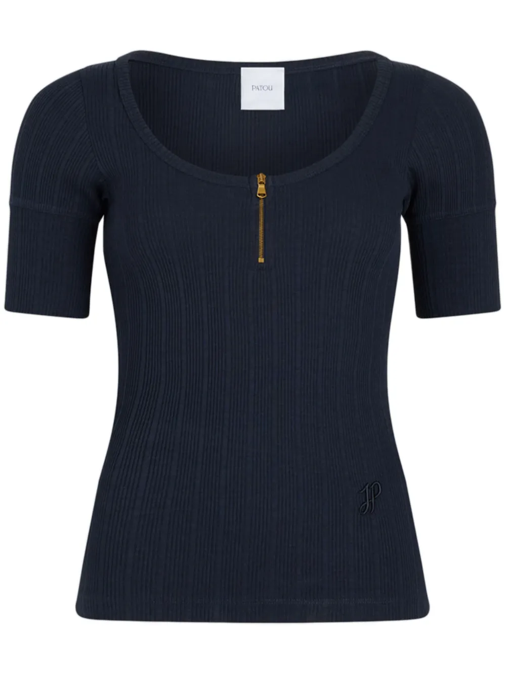 Patou Geripptes T-shirt Aus Bio-baumwolle In Blau