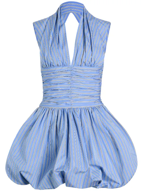 Robe courte rayée à ourlet bouffant - Patou - Modalova