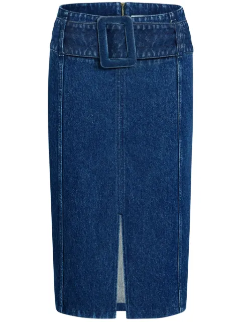 Patou belted denim midi skirt