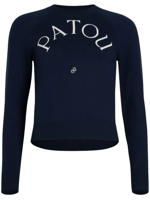 Pull en mérinos à logo en jacquard - Patou - Modalova