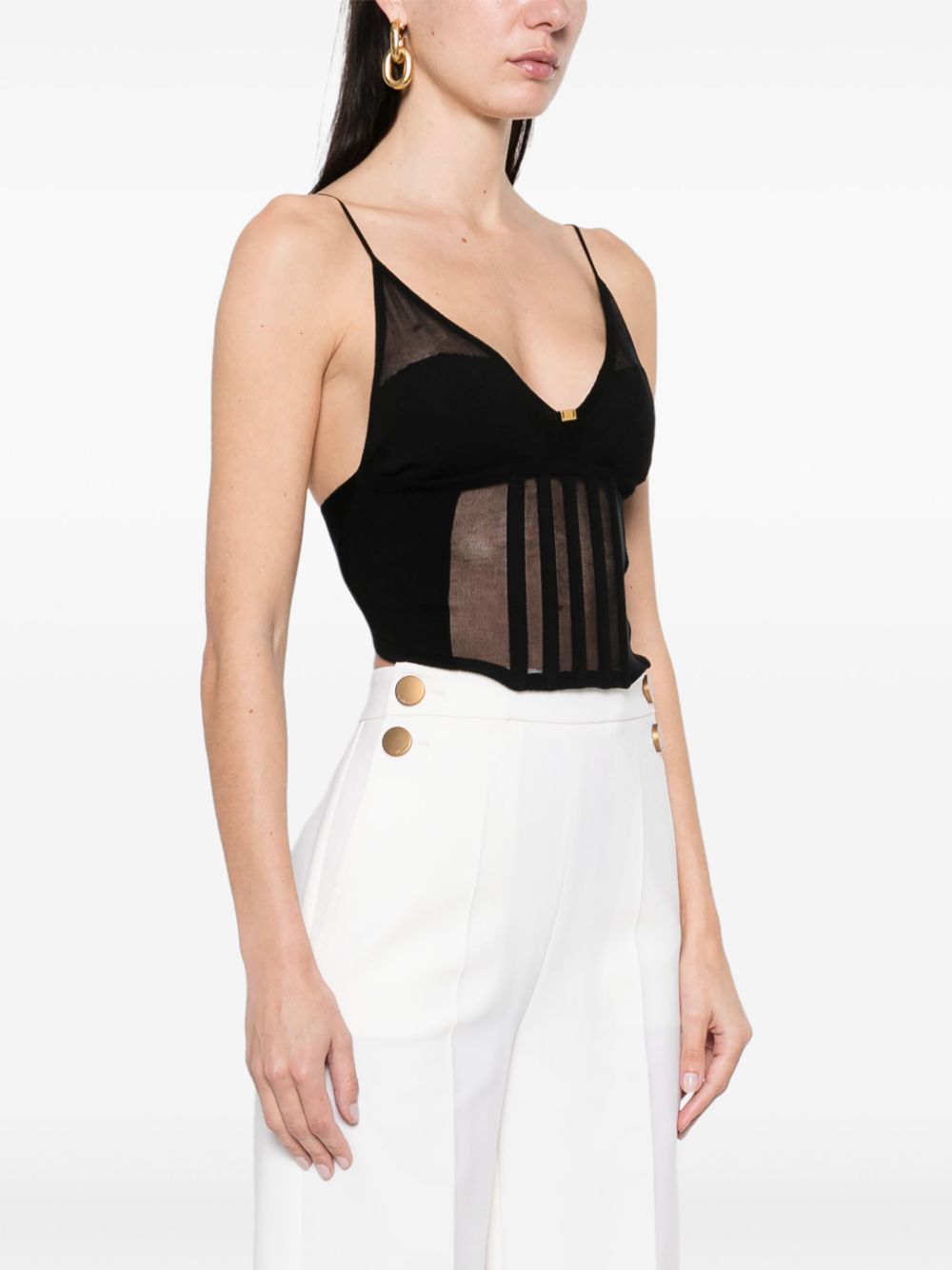 Elisabetta Franchi corset-style top - Zwart