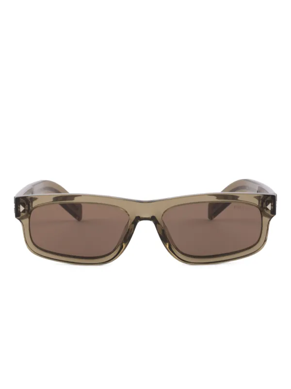 PRADA ブラウン スクエア サングラス Prada Eyewear スクエアフレーム サングラス | ブラウン | FARFETCH JP