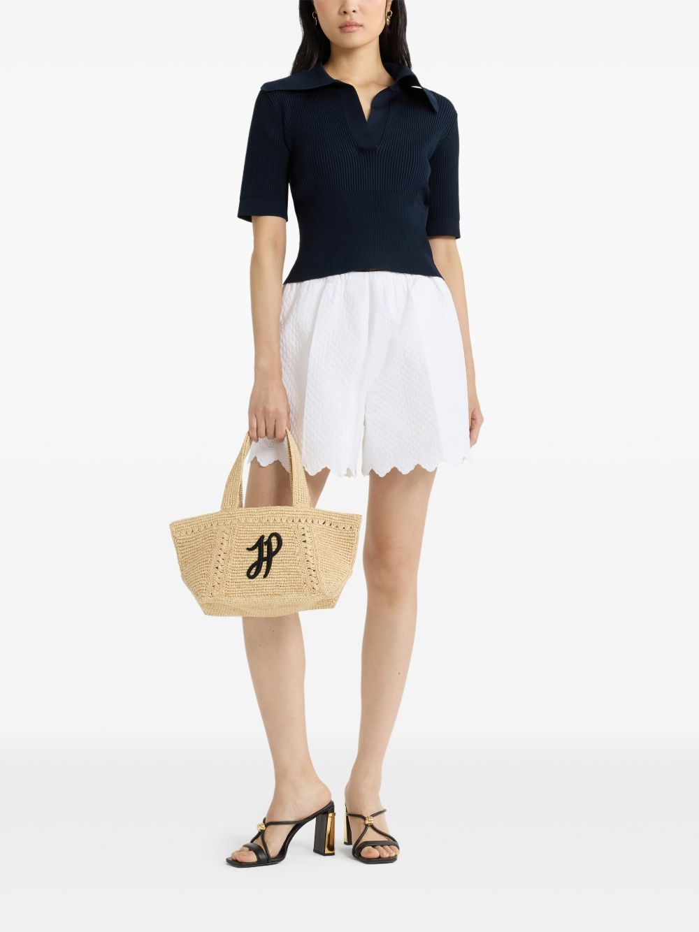 Patou fine-knit polo top - Blauw