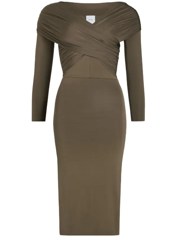 brown jersey wrap dress Nicole Miller Brown Jersey Dress, M – Second Serve Resale main image 0