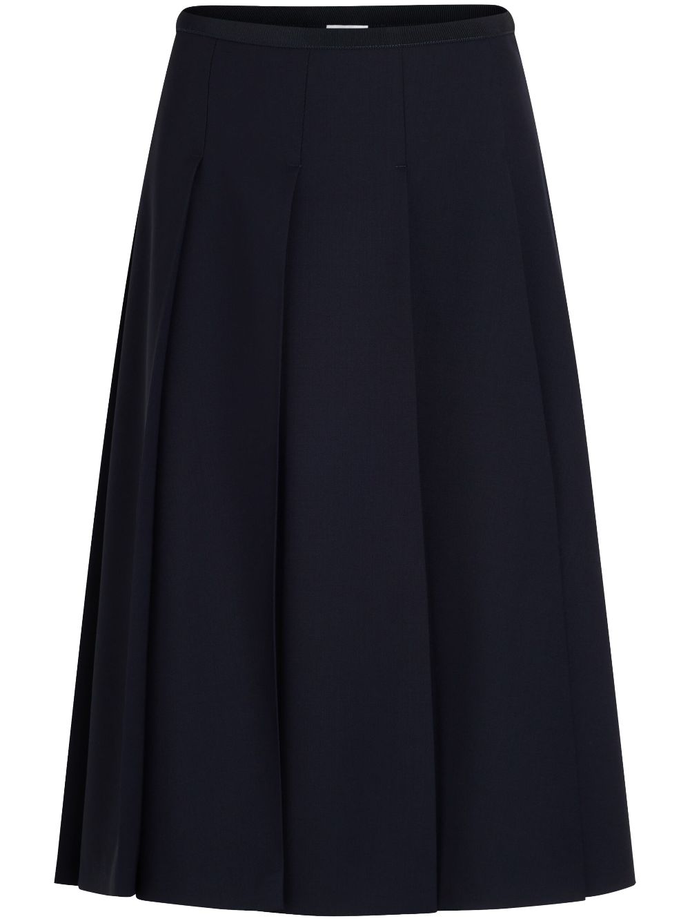 pleated twill midi skirt