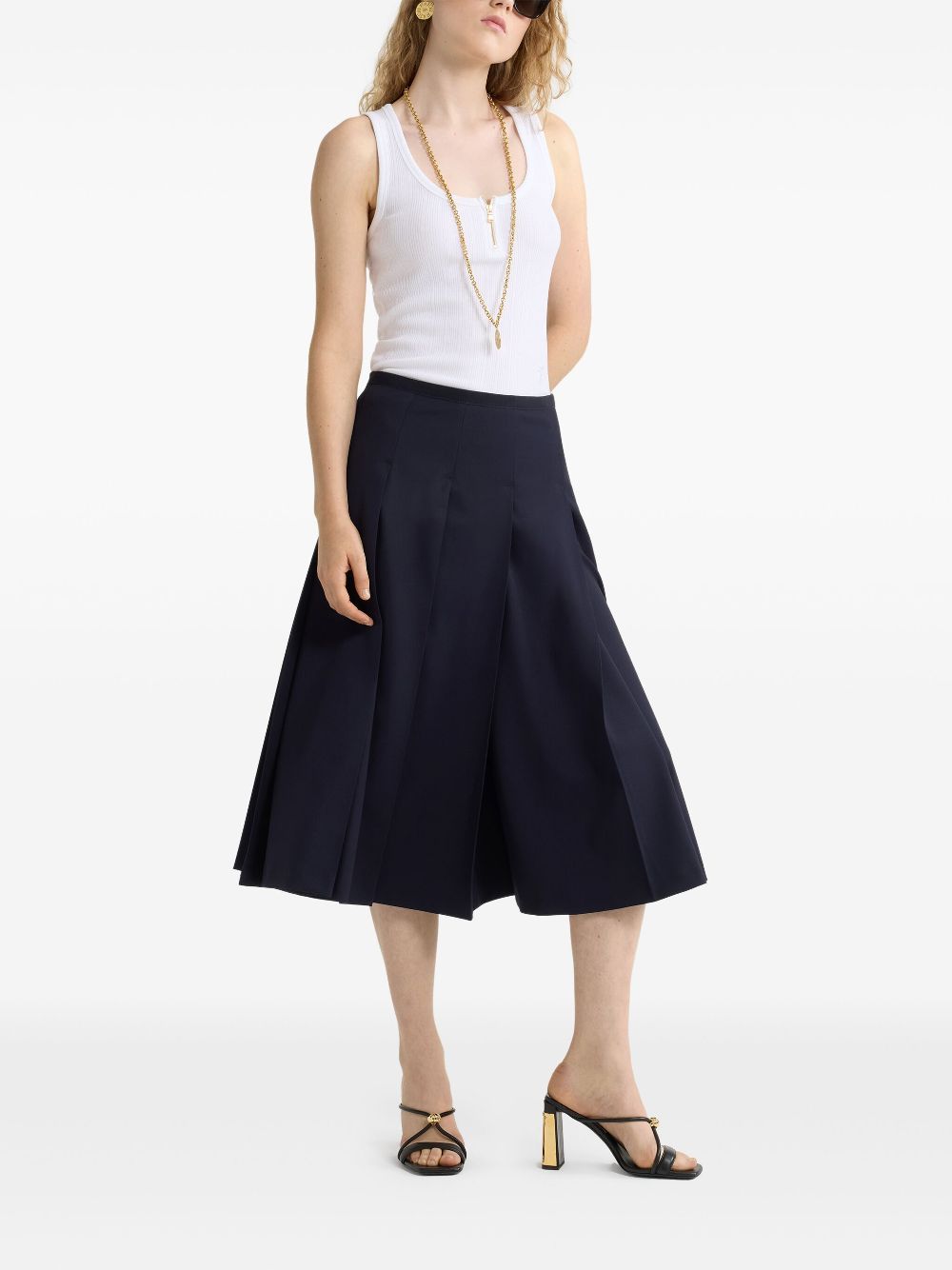 Patou pleated twill midi skirt - Blauw