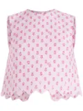 Patou floral-print quilted crop top - Pink