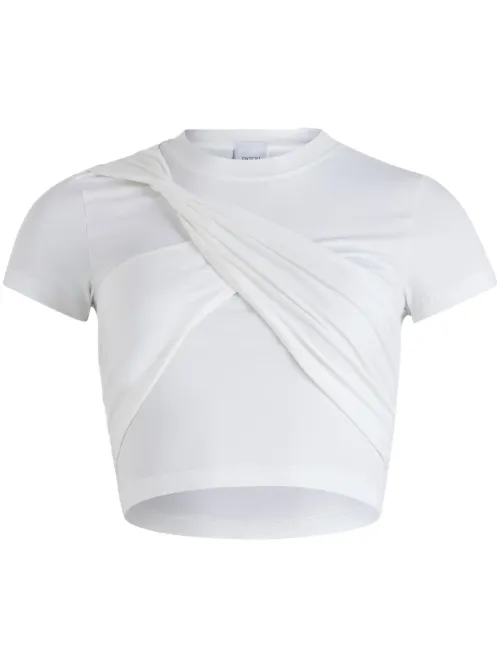 T-shirt crop en coton biologique à design drapé - Patou - Modalova