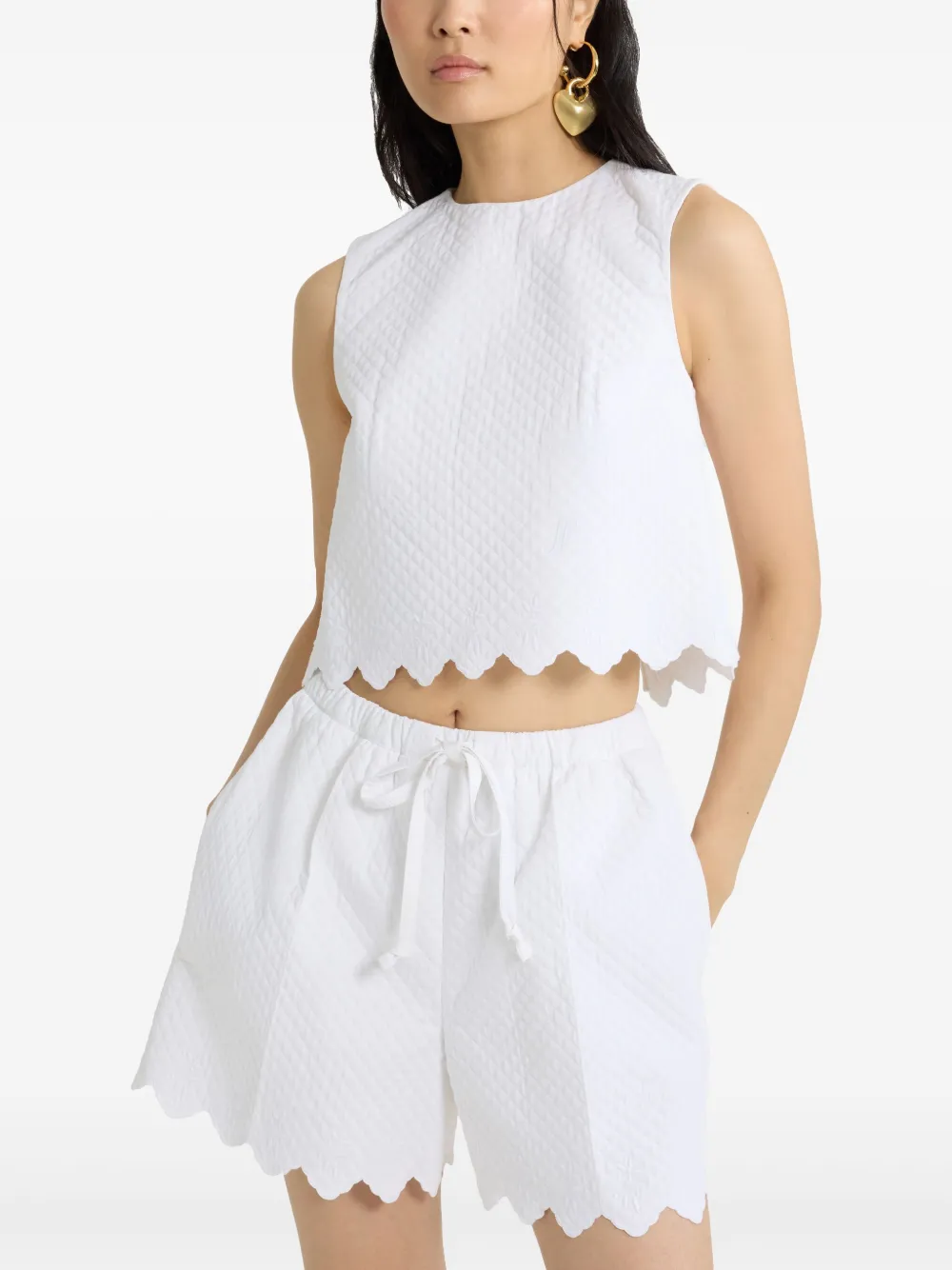 Shop Patou Quilted Crop Top In White