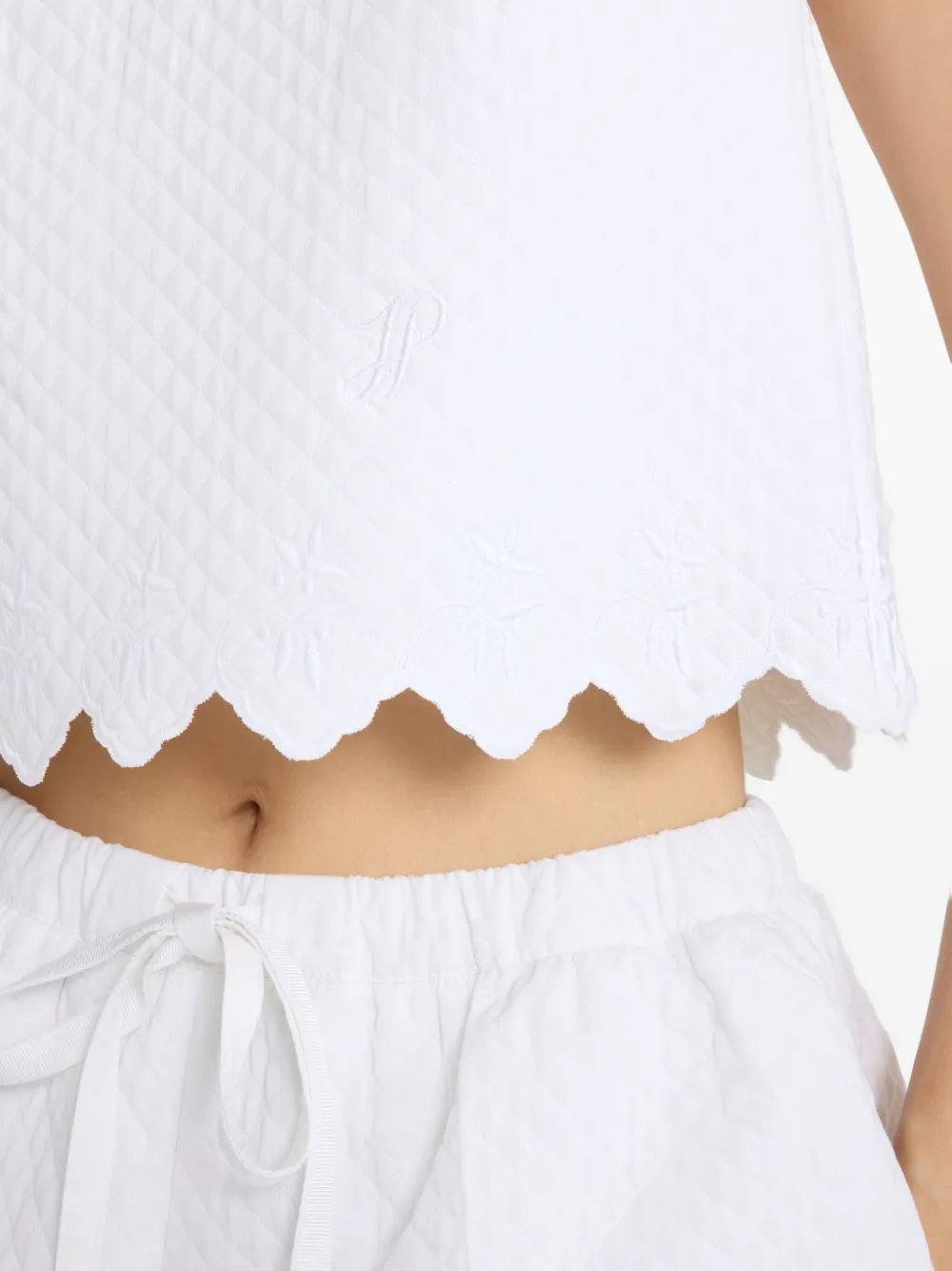 Shop Patou Quilted Crop Top In White