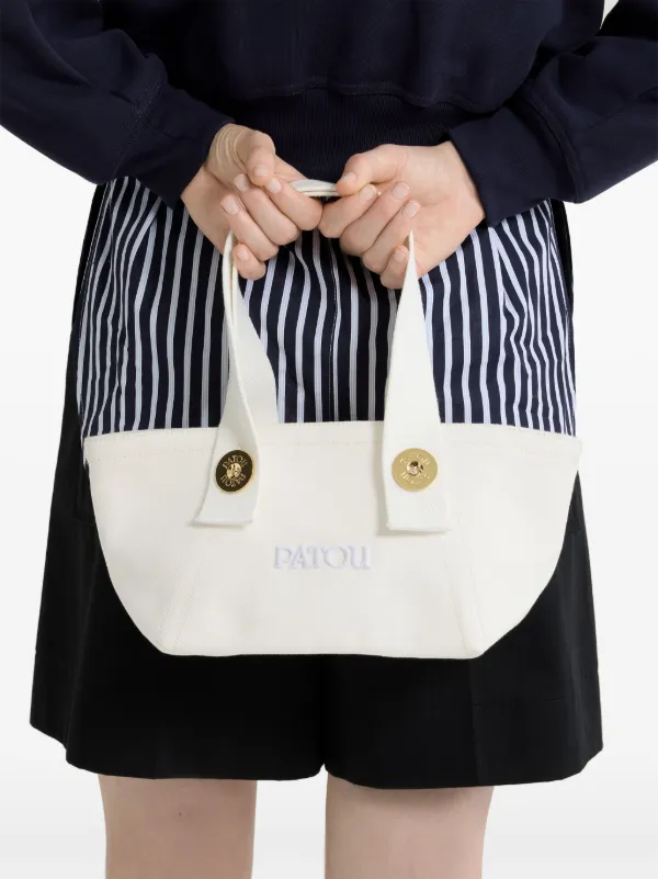 【シンプルで可愛い♪】PATOU small JP monogram trapeze-design Patou Small JP Monogram trapeze-design Tote Bag | Neutrals