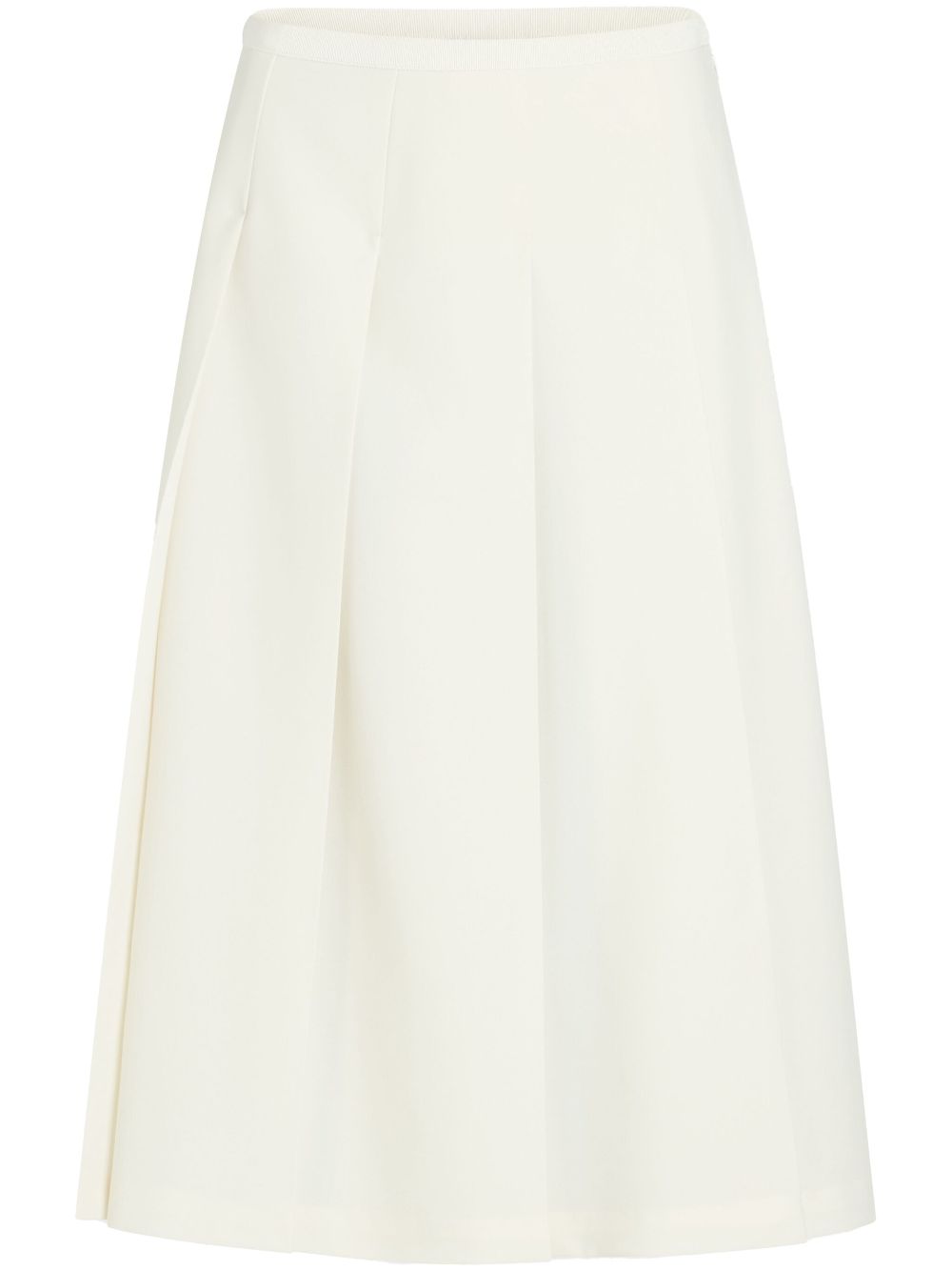 pleated twill midi skirt