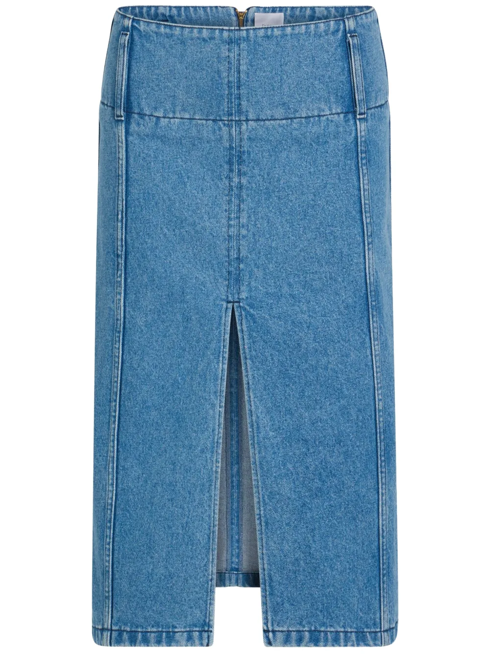 Patou Cotton Denim Belted Midi Skirt Clothing In 蓝色