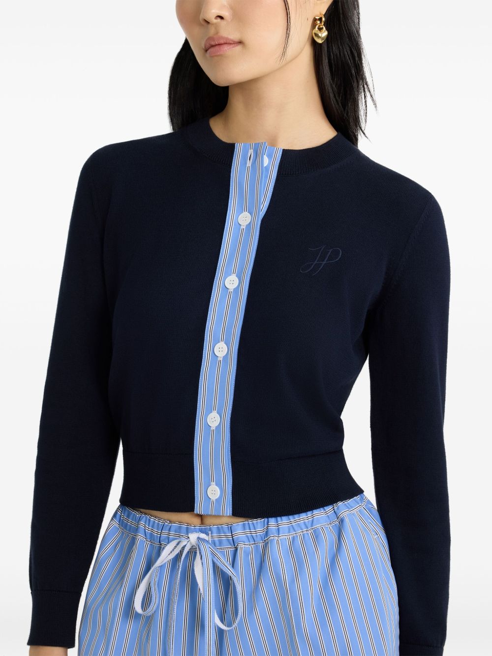 Patou logo-embroidered knit top - Blauw