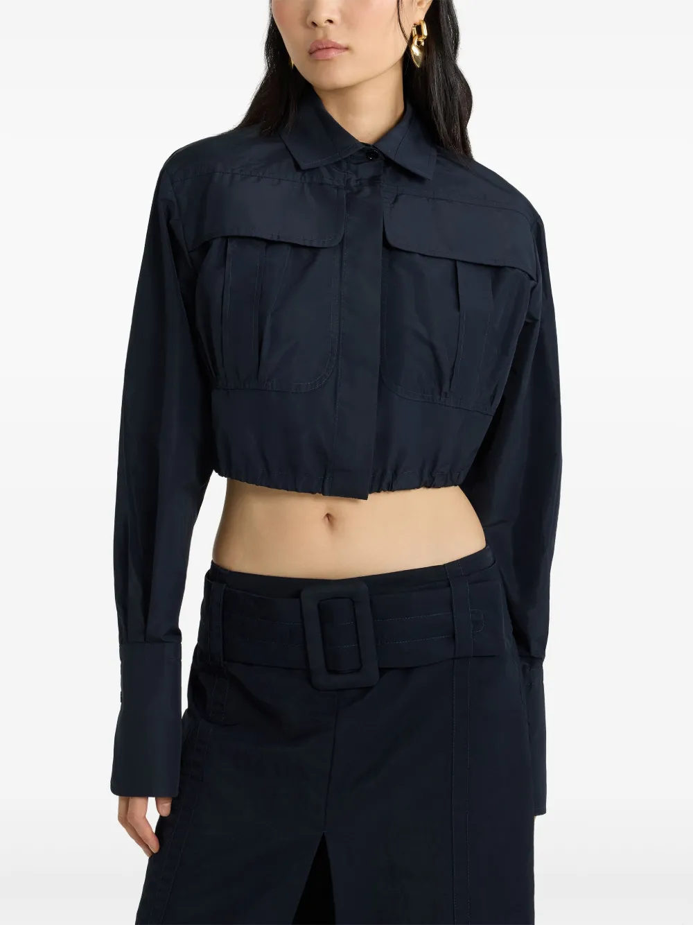 Patou Cropped faille blouse Blauw