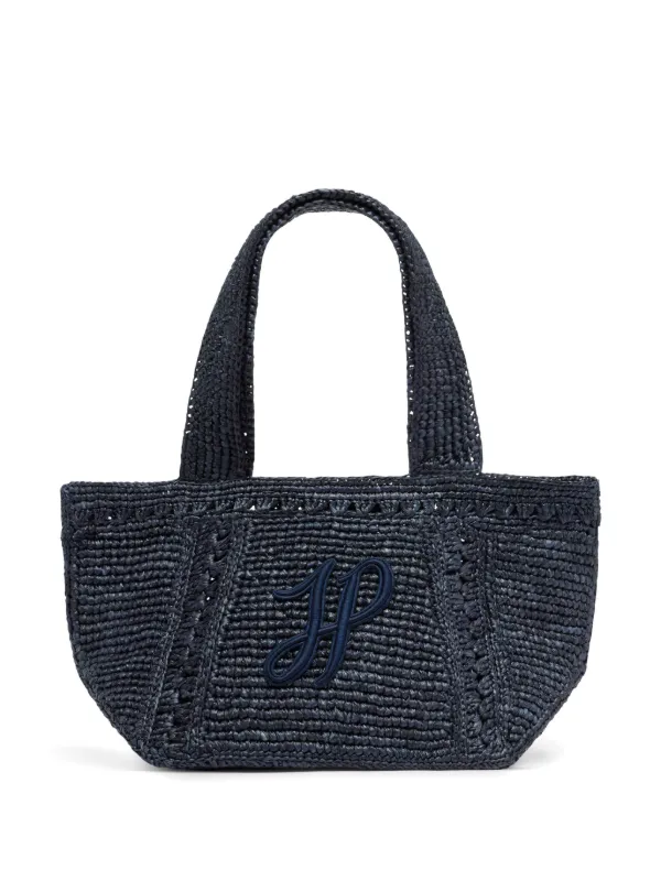 Patou Small JP Monogram trapeze-design Tote Bag Blue Farfetch