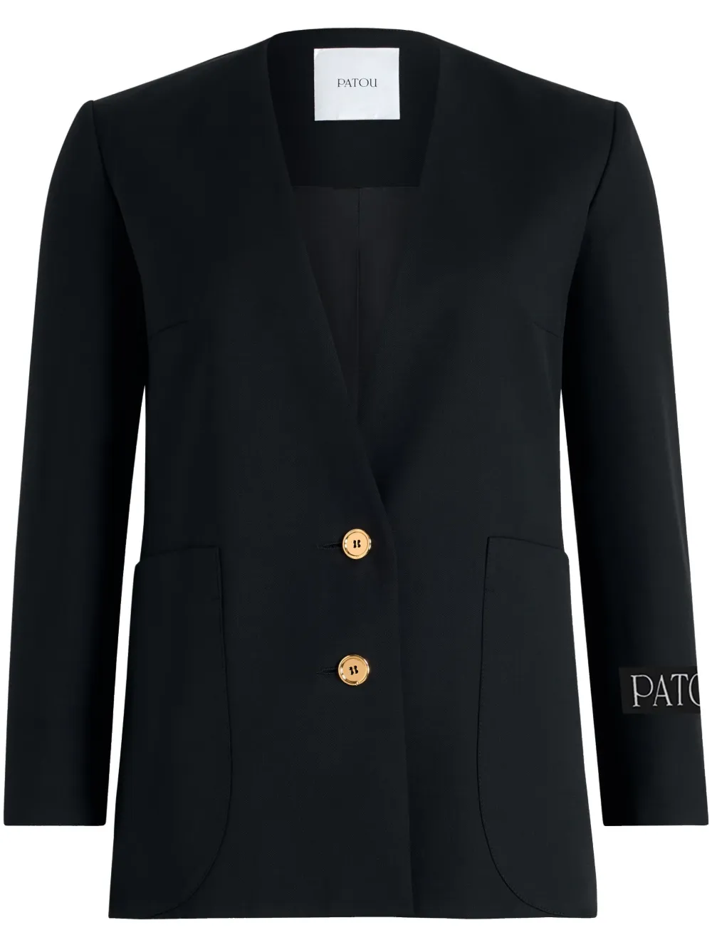 Patou collarless twill jacket | Black | Image 1