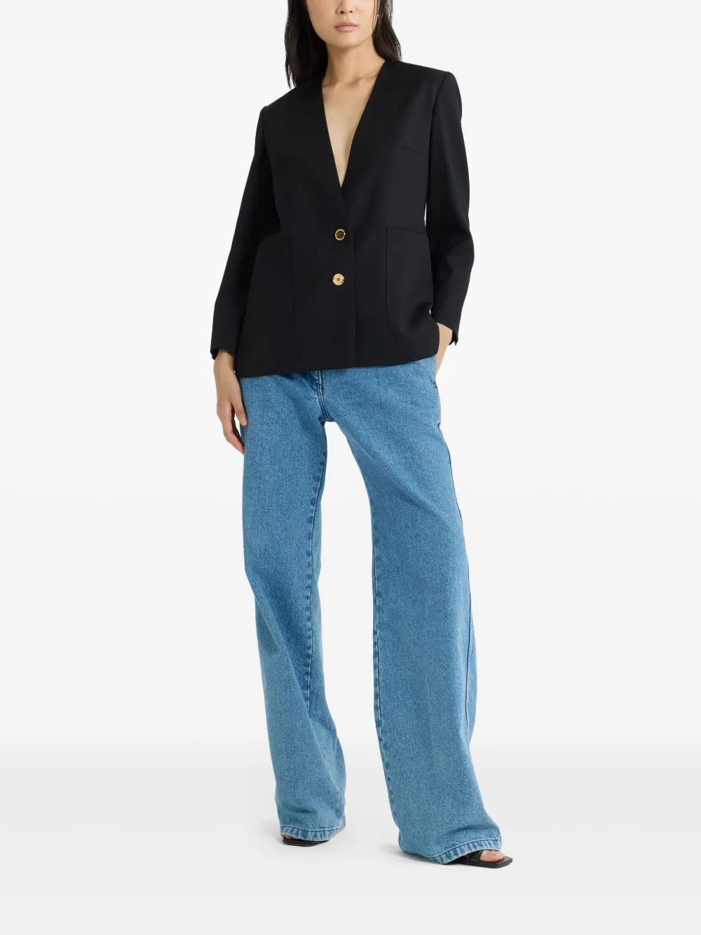Patou collarless twill jacket | Blazers | Image 2