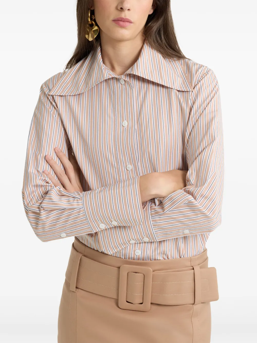 Patou Popeline blouse met print Beige