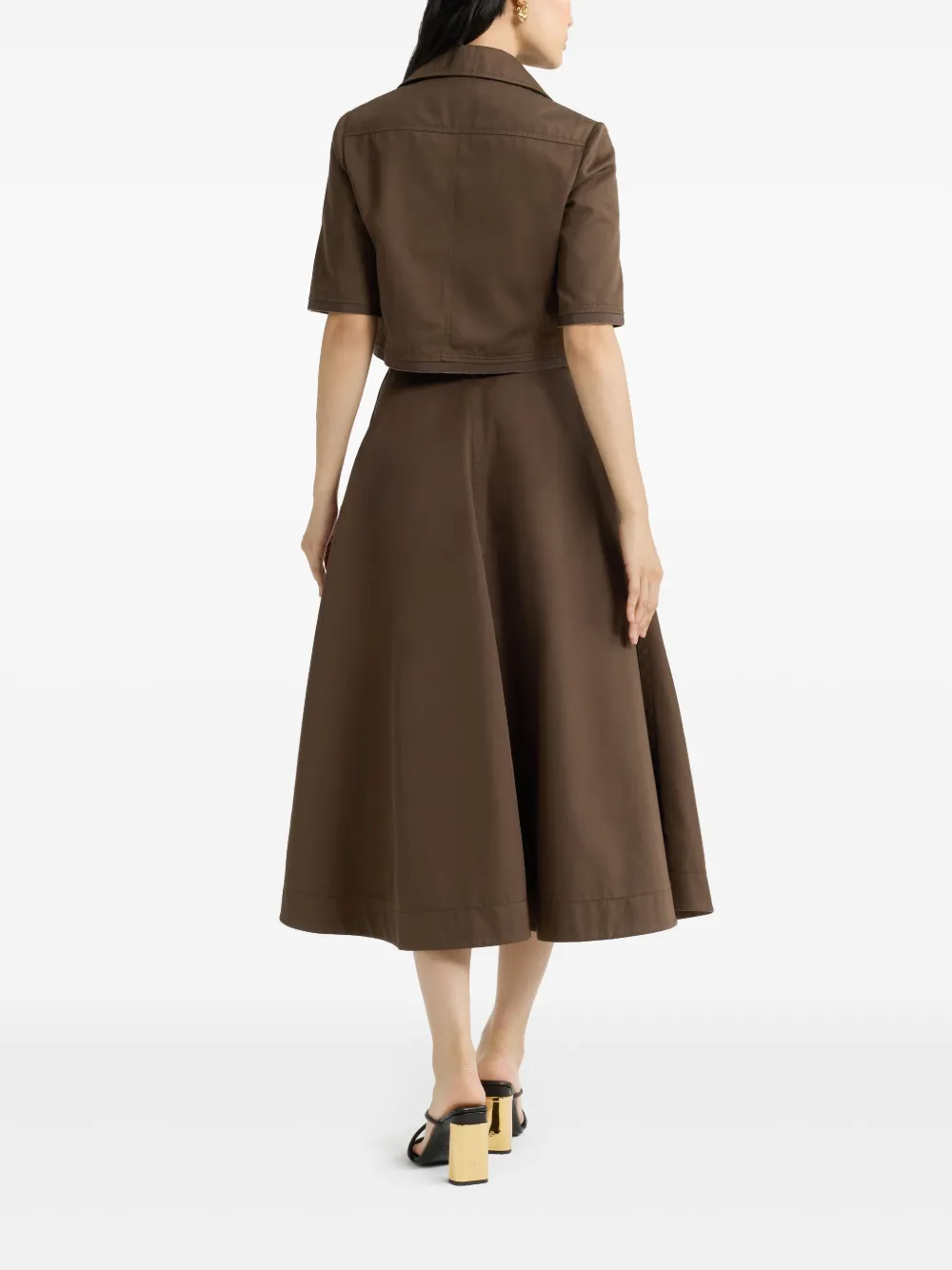 PATOU ORGANIC-COTTON GABARDINE MIDI SKIRT