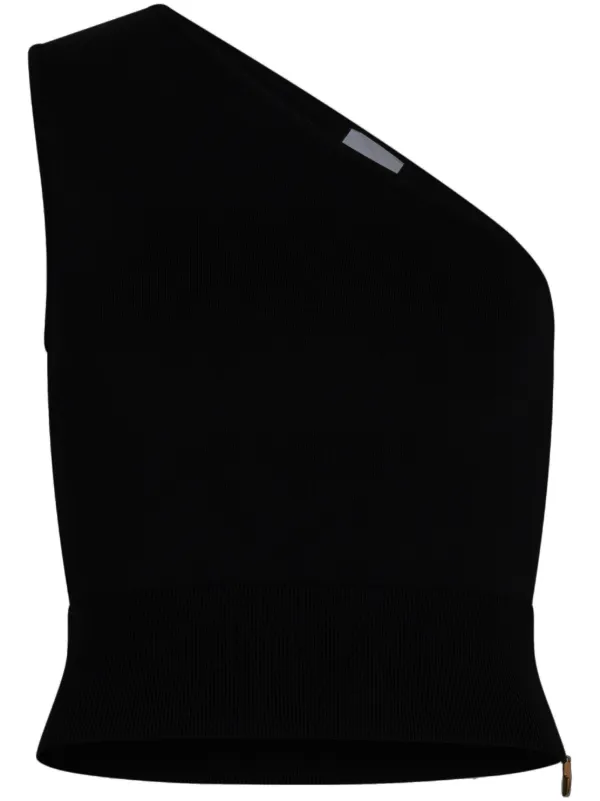Patou One-shoulder Ribbed Top in Black