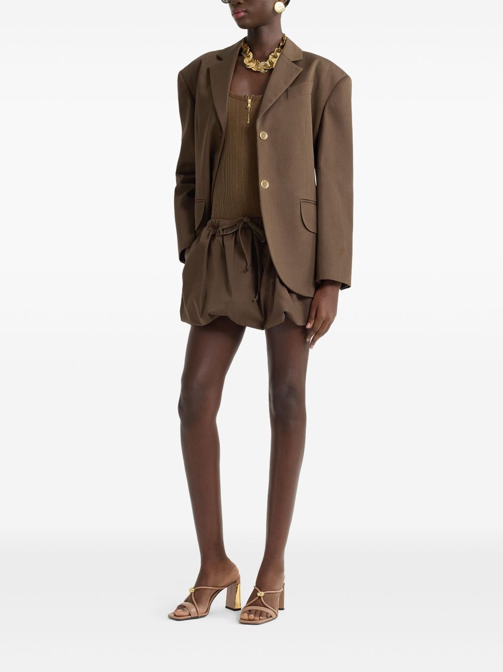 Patou belted gabardine jacket - Brown