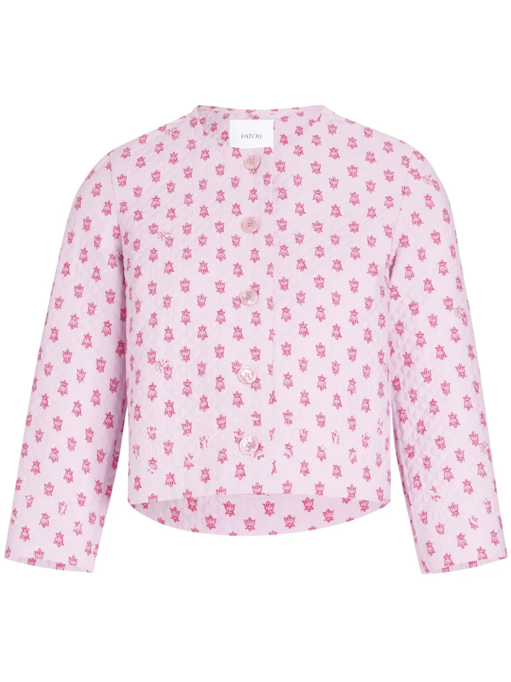 Shop Patou Floral-print Quilted Jacket In Pink