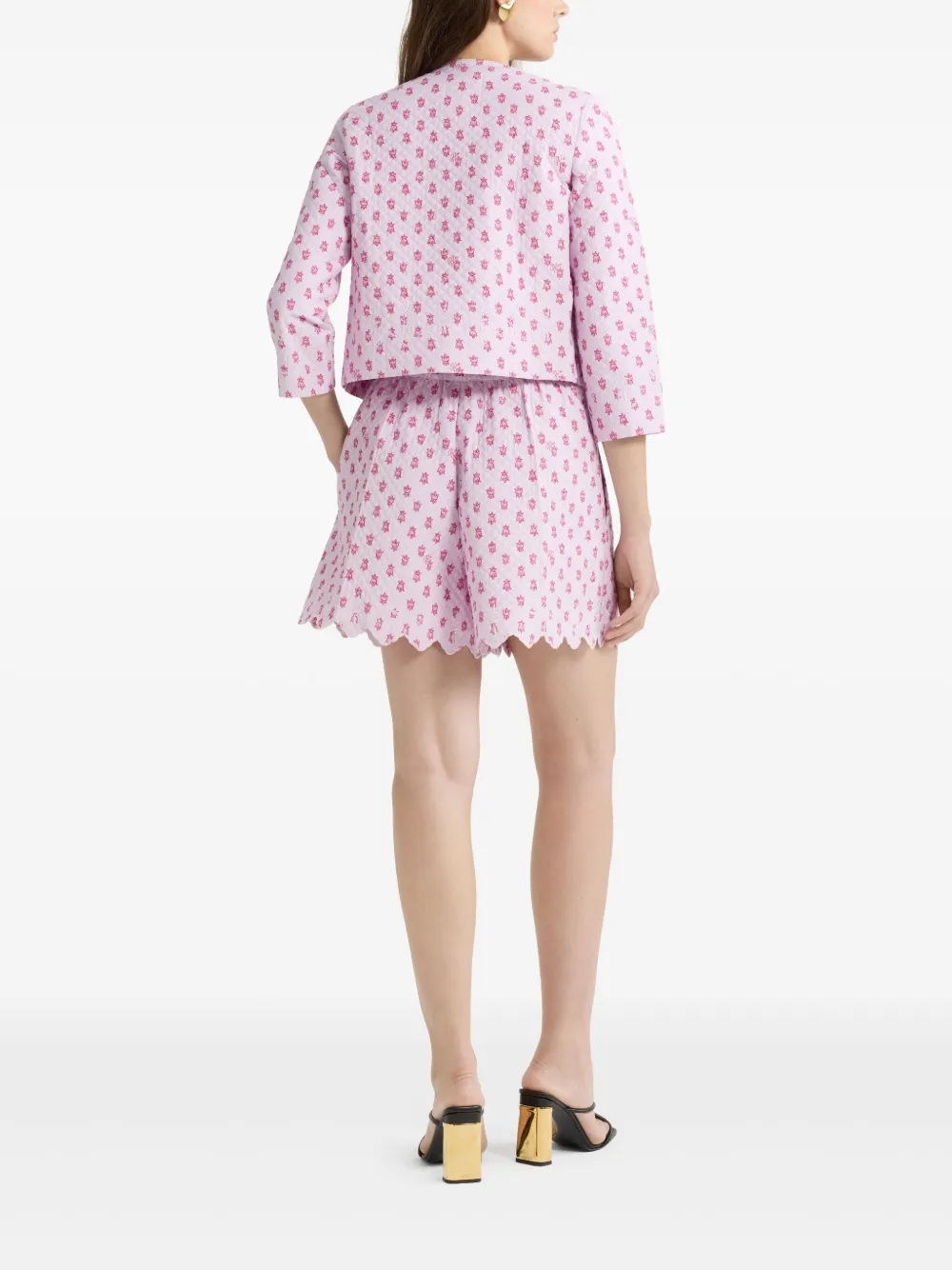Shop Patou Floral-print Quilted Jacket In Pink
