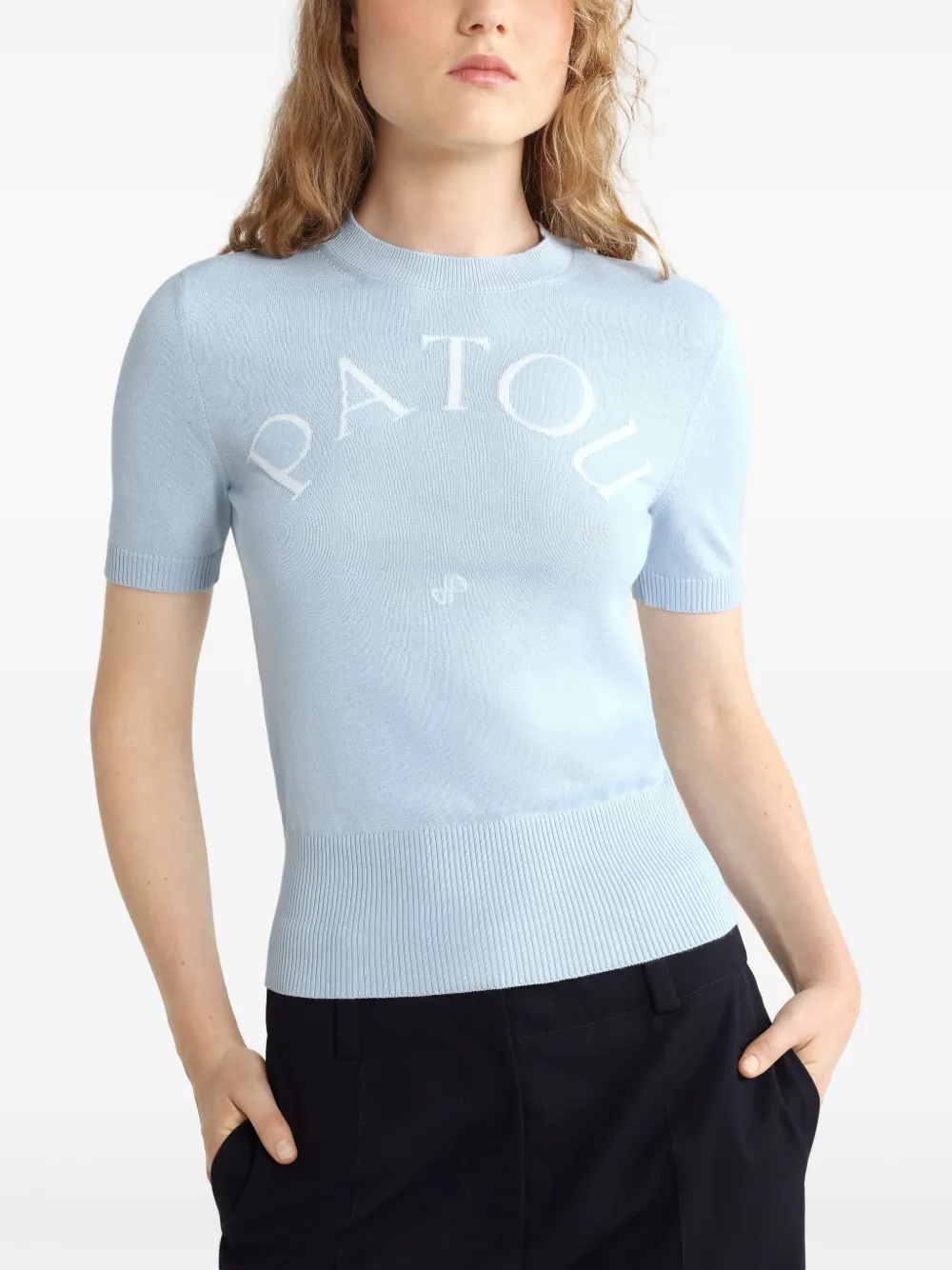 Patou T-shirt met logo-jacquard Blauw
