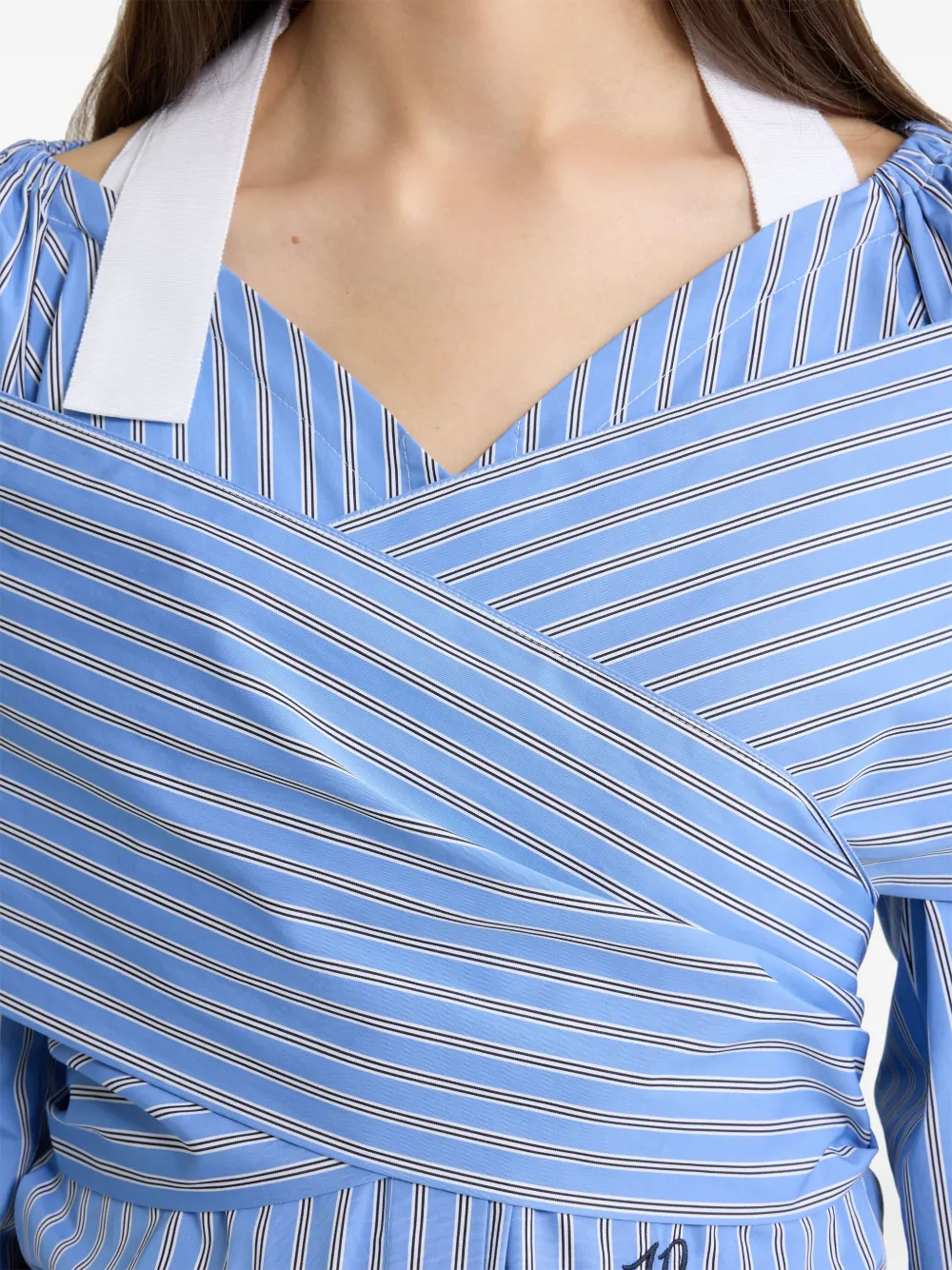Shop Patou Wrap Poplin Blouse In Blue